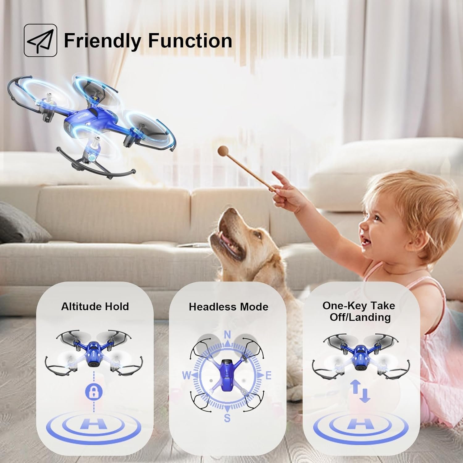 Wipkviey T16 Drones for Kids - Mini RC Portable Drone, Small Drone, with Altitude Hold, 3D Flips, and Headless Mode, Easy to Fly for Beginners, Toy Gifts for Boys and Girls